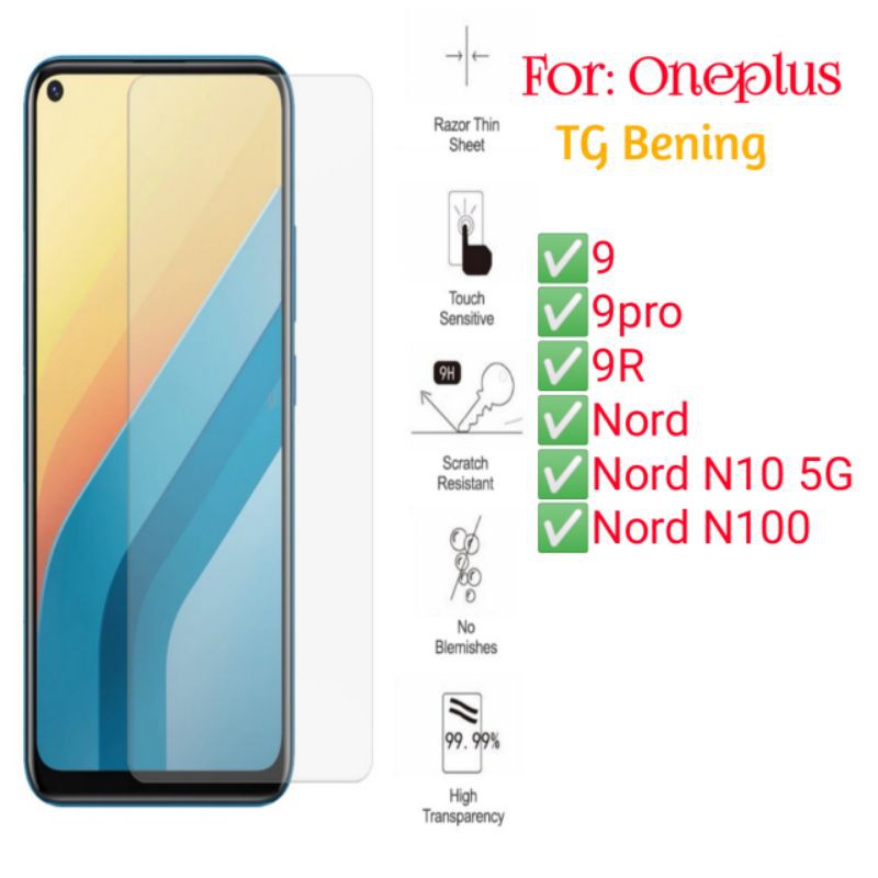 Oneplus 9 9pro 9R Nord N100 N10 5G Antigores Bening Tempered Glass Screen Guard protector TG