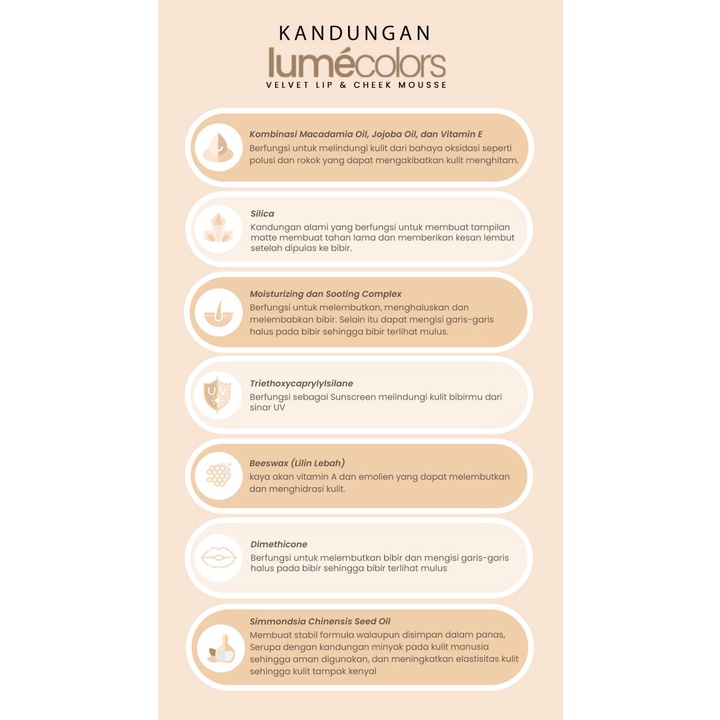 [3in1] LUMECOLORS Cheek Mousse Lipstik 5ml  Multifungsi Eyeshadow Perona Pipi Blus On Lumecolor Lipcream Bibir Kering shade my bae Stokist Lume Surabaya-8