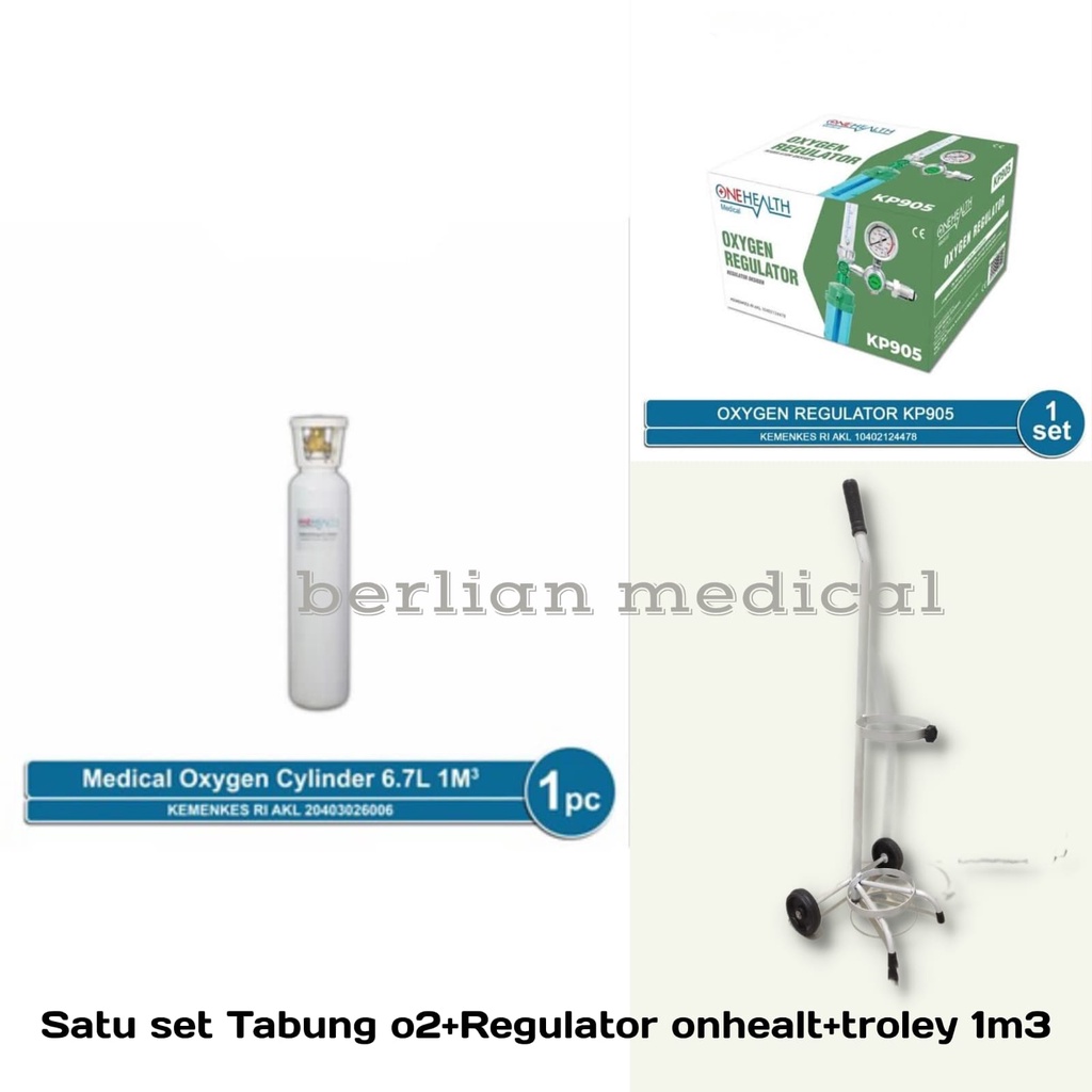 Tabung Oksigen 1m3+isi/Oksigen Medis 1m3/O2 Standart Rumah Sakit 1M3/Tabung o2 Onhealth/oksigen 1set Lengkap Regulator Dan Troley