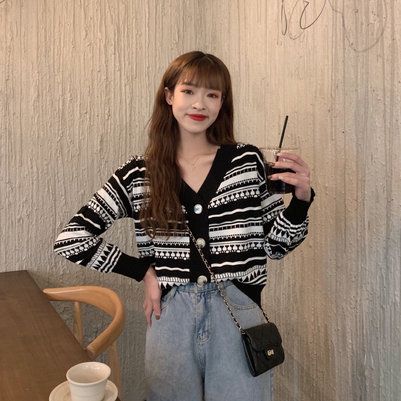 MOOGU ♡ Korean style kardigan rajut wanita outher V-neck  cardigan wanita