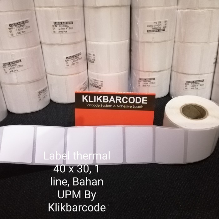 

LABEL STIKER THERMAL 40 X 30 mm - 40x30 mm - 4x3 cm - Top Coat - Isi : 500pcs