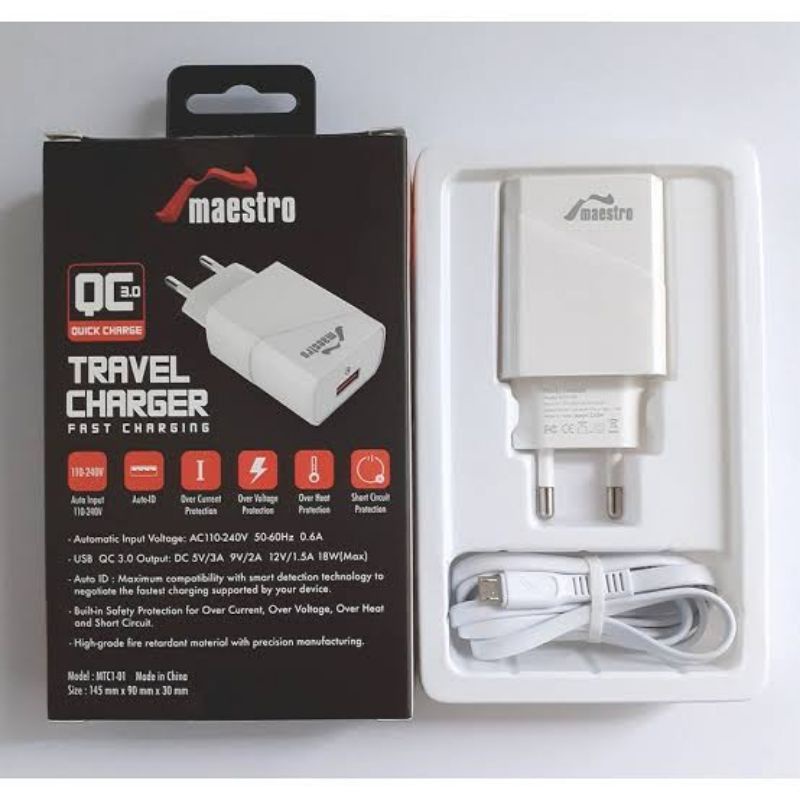 [M-TCI 01] 18W MAESTRO SMART CHARGER MICRO USB FAST CHARGING 3A