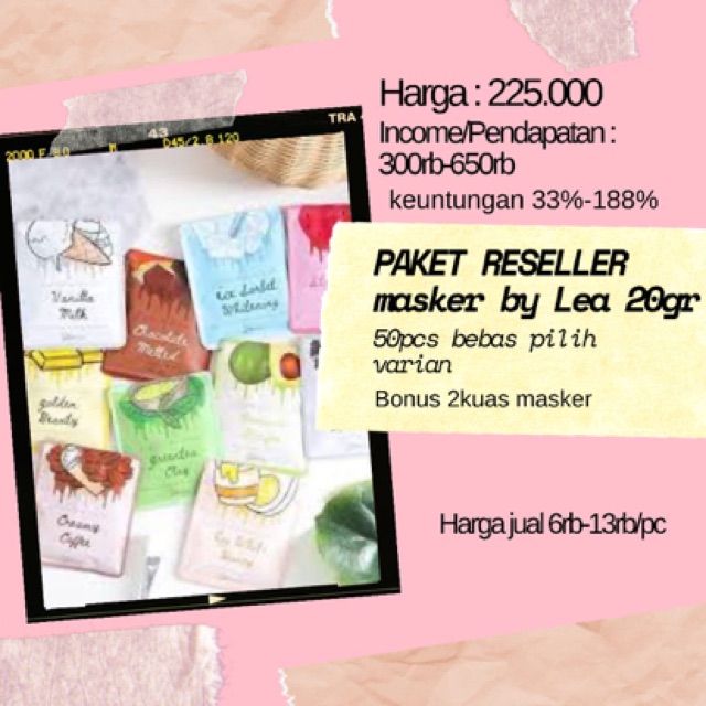 Paket Reseller Masker crushlicious Kyau nutrilash lea gloria goldenviera beautetox runaskin huppies
