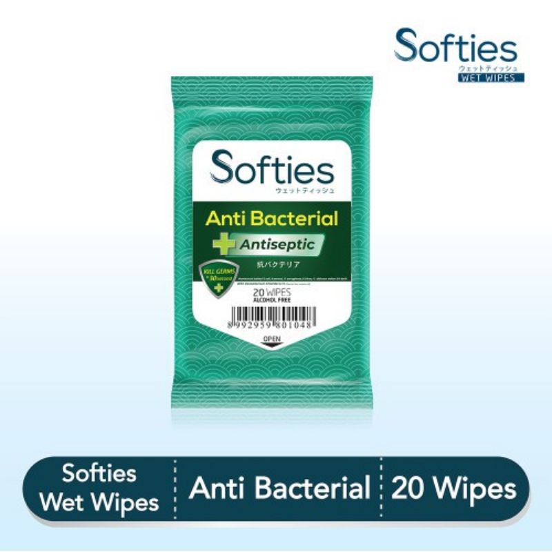 Softies wet Wipes / tisu basah antibakterial antiseptik / tissue antiseptic anti bacteriall