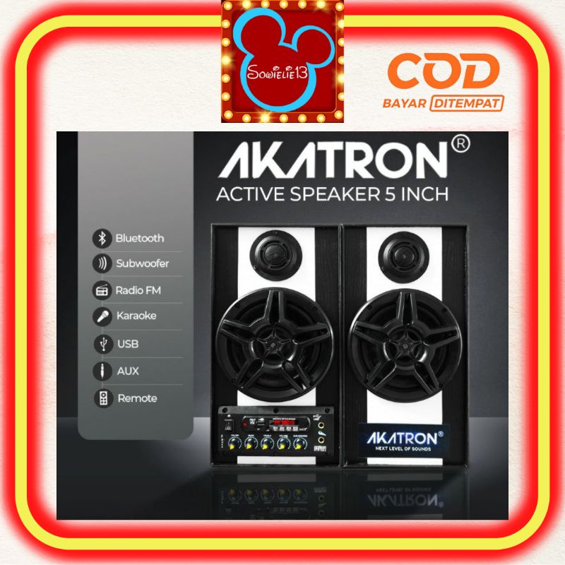 Akatron Speaker Aktif 5 INCH Bluetotooth+remote  Bisa Karaoke Music Super BASS Subwoofer AUX Speaker