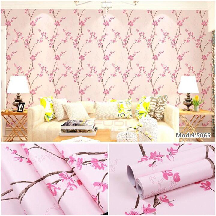 Wallpaper Sticker Ruang Tamu Wallpaper Tembok Kamar Tidur 3d Motif Bunga Gm547 Bunga Sakura Termurah