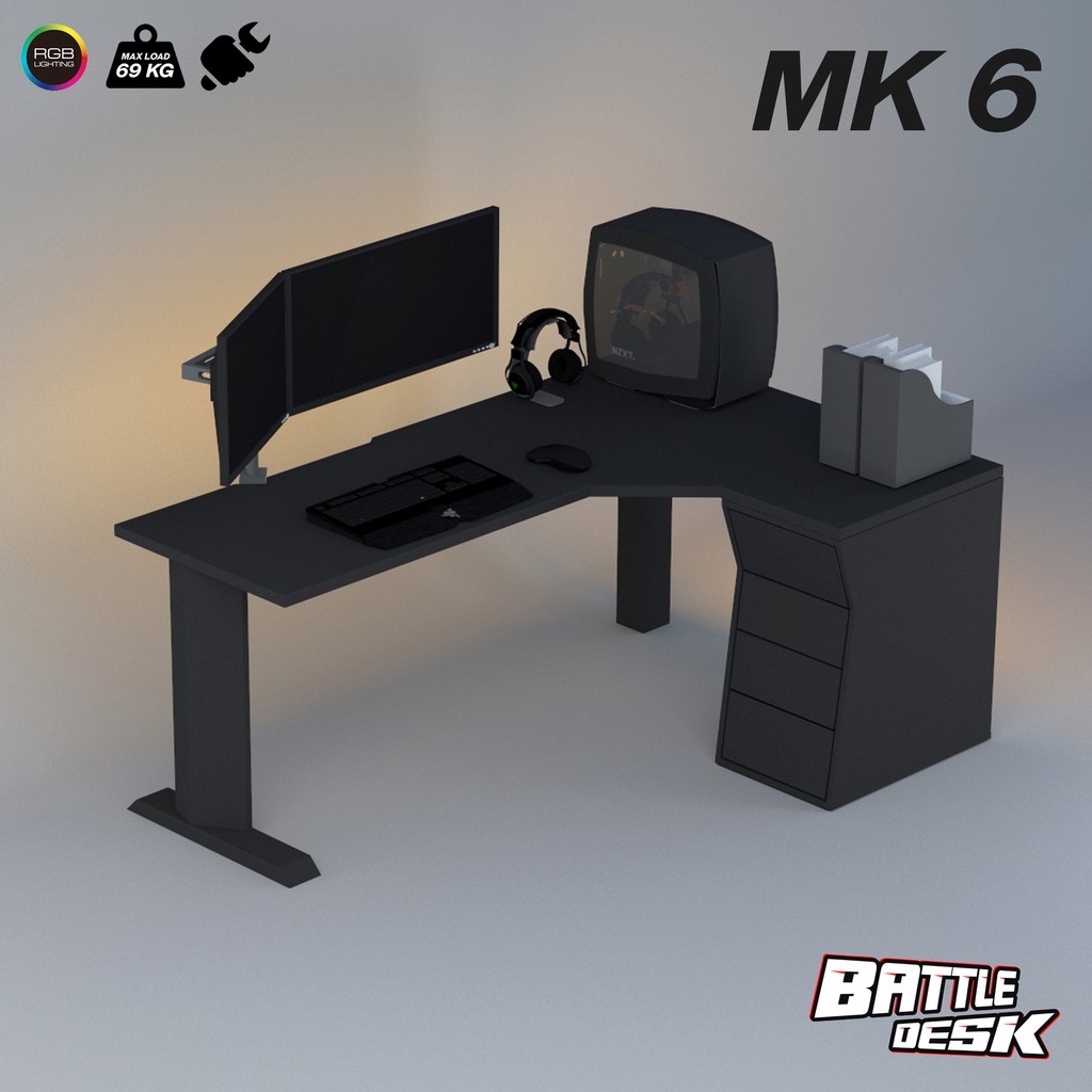 Meja Komputer Gaming PC Desk RGB Murah 180x60 Battledesk 