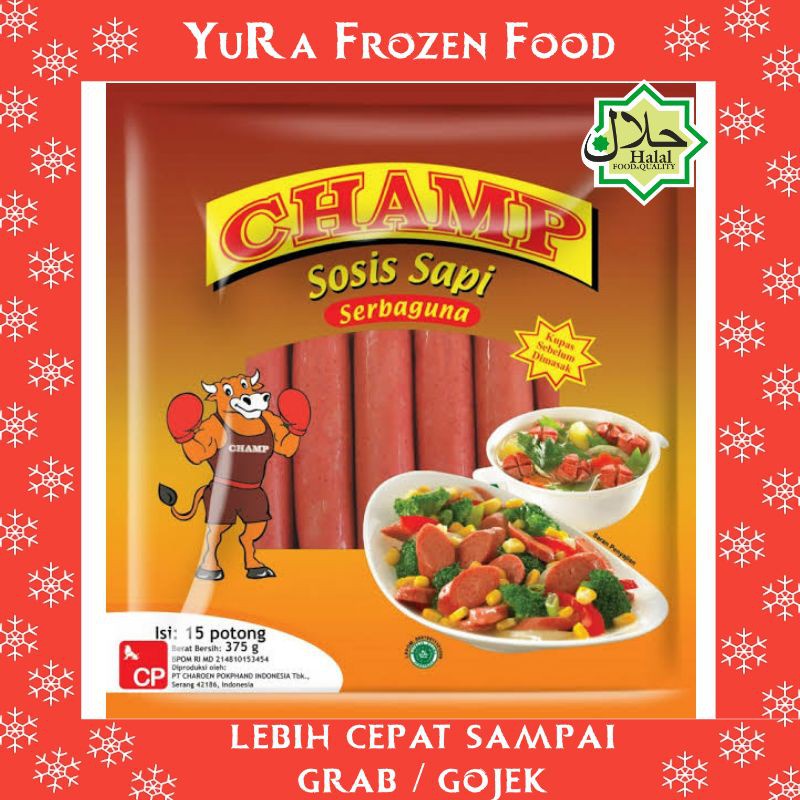 

Sosis Sapi Serbaguna CHAMP Beef Sausage 375gr Makanan Halal Enak Yura Frozen Food Murah