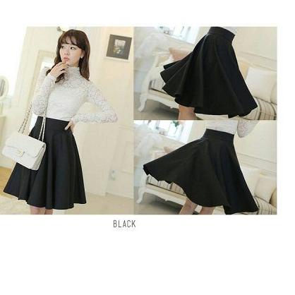 ♠ Rok Payung Hitam,rok Pendek, Flare Skirt ۩