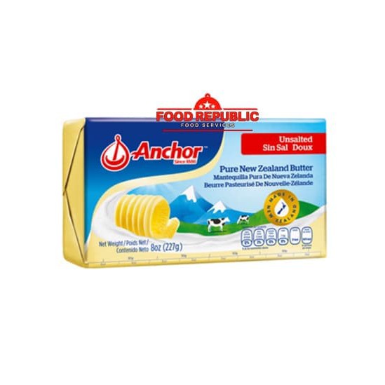 

ANCHOR UNSALTED BUTTER 227 GR HALAL ENAK IMPORT NEW ZEALAND PREMIUM