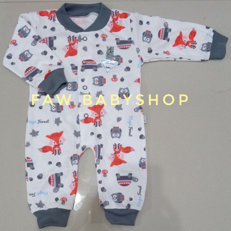 NOVA Sleepsuit / Jumper Panjang Buka / Tutup Kaki / Baju Kodok Panjang Bayi Polos / Motif Abu / Coklat SNI-Abu Fox (BK)