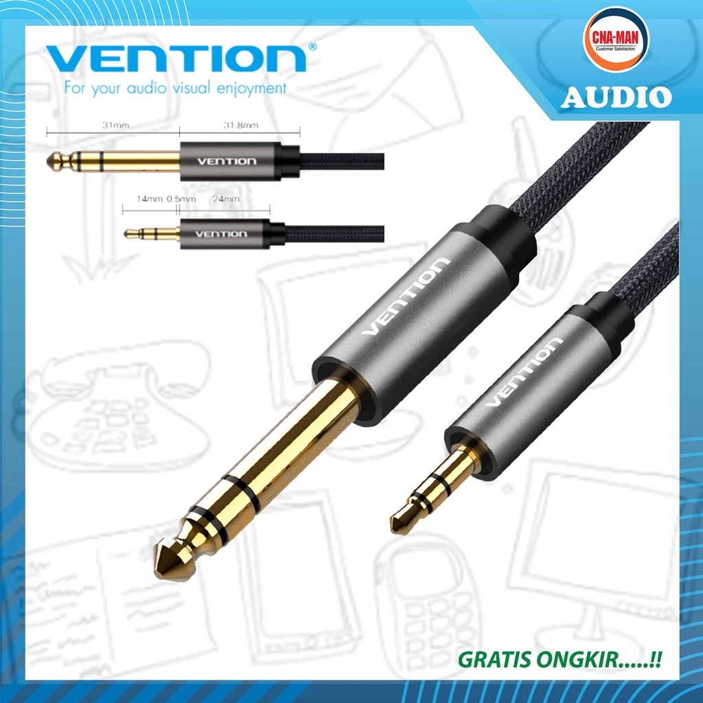 Vention Kabel Aux Audio Braided 3.5mm to 6.5mm TRS Stereo 1M 1.5M