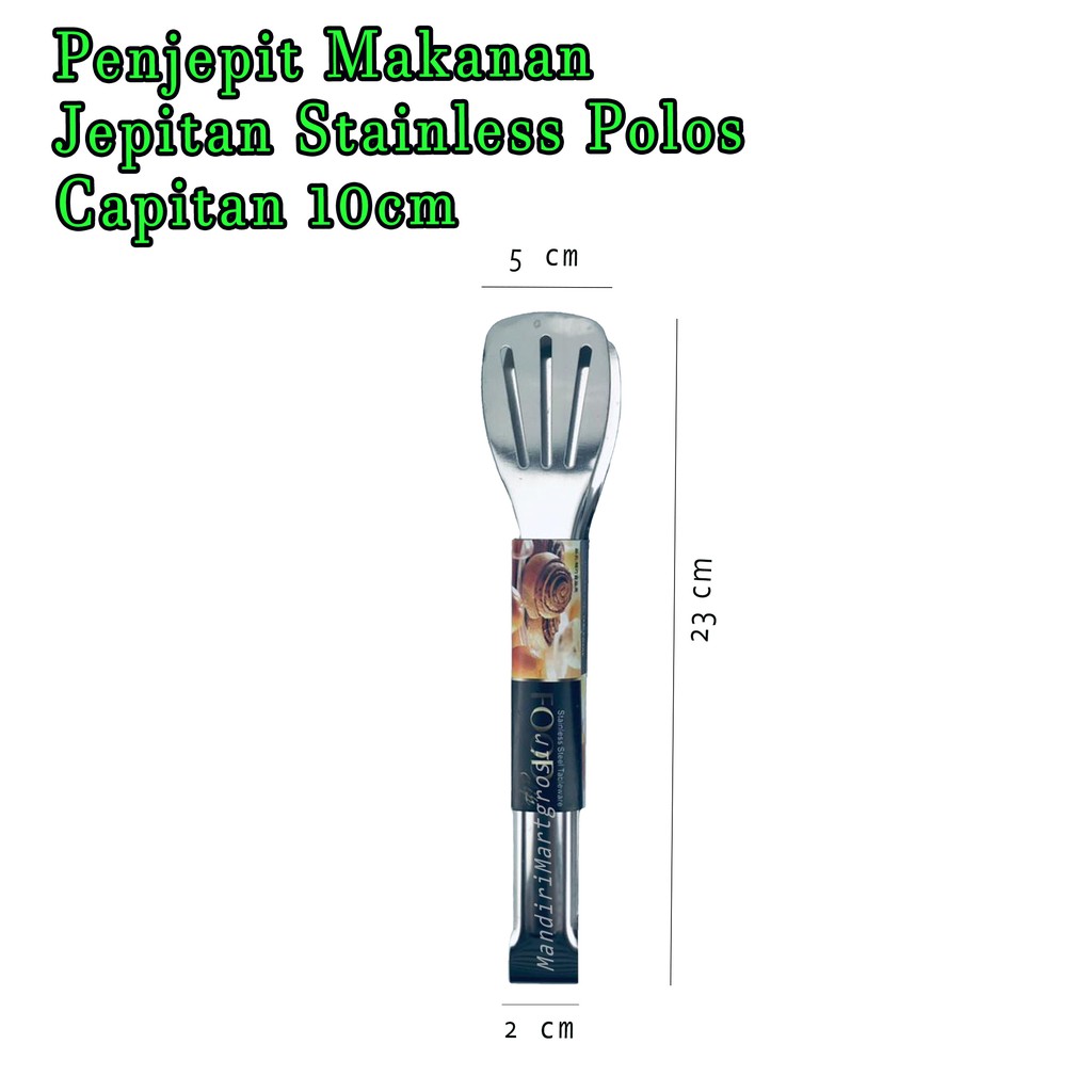 Jepitan Stainless Polos *Penjepit Makanan * 10cm