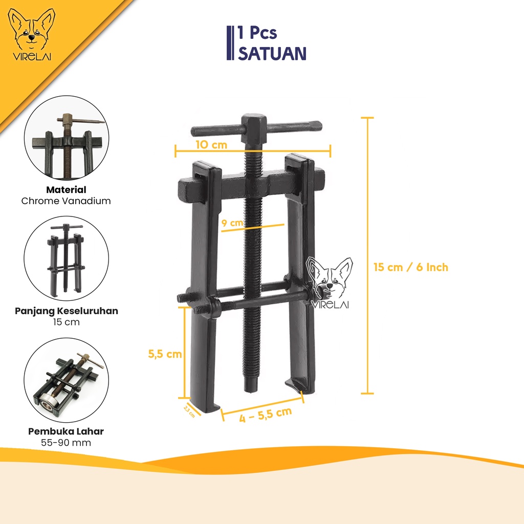 [TWO GRASPING RAMA] Treaker Bearing puller/armature Bearing 55x90 6 inch penarik bearing