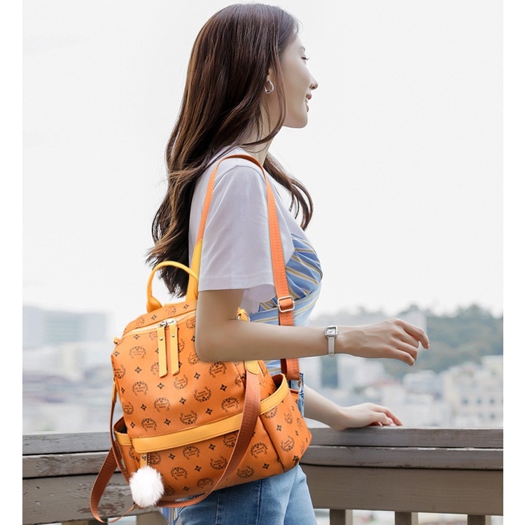 TAS RANSEL WANITA IMPORT KULIT COKLAT OSTRAVA TA415B7 KOREA BACKPACK SEKOLAH KULIAH GENDONG PUNGGUNG