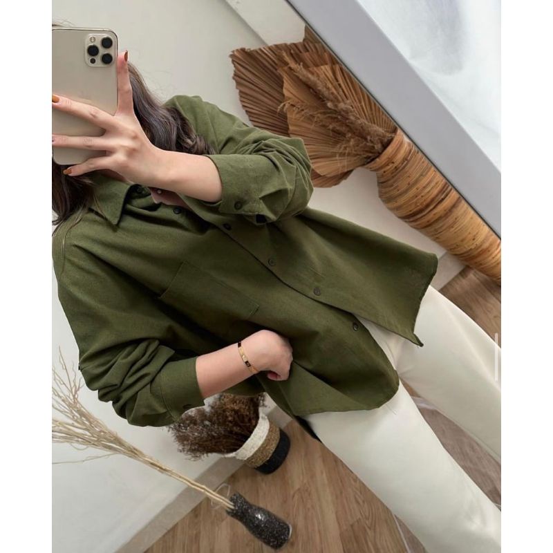 KEMEJA LENGAN PANJANG//LEA SHIRT KEMEJA OVERSIZED// Misty Long Shirt Kemeja Wanita-4