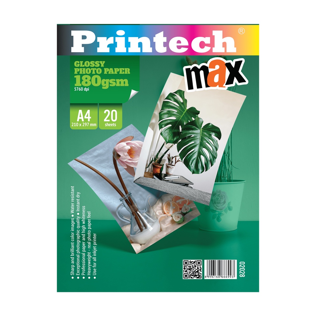 

Kertas Foto / Photo Paper PRINTECH Glossy MAX A4 180g - 02028