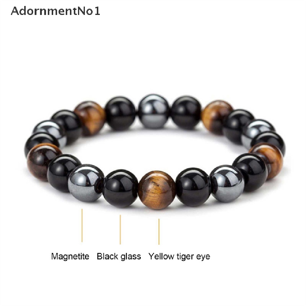 (AdornmentNo1) Gelang Manik Batu Hematite Tiger Eye Hitam Untuk Pria / Wanita