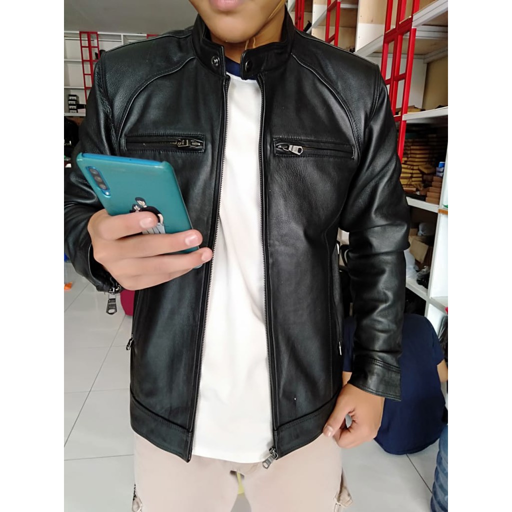 Jaket Kulit Domba Asli Pria Elegant Brownie Koboi ARL Ariel Noah 90