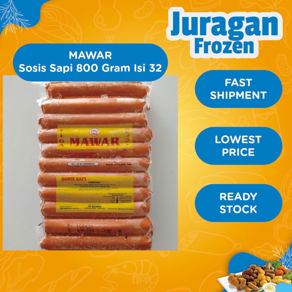 Jual Sosis Sapi Mawar 800 Gram Isi 32 Beef Sausage Shopee Indonesia