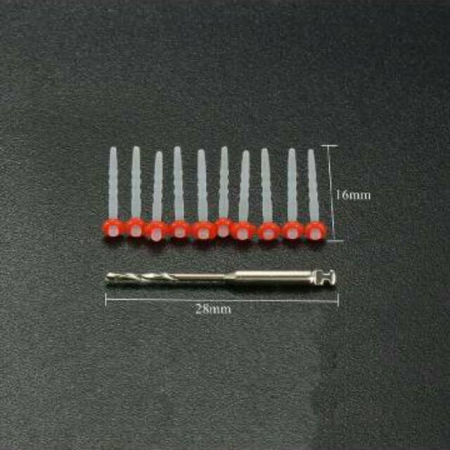 Dental fiber post fiberpost 10pcs + drill mandrel mandrill pasak gigi