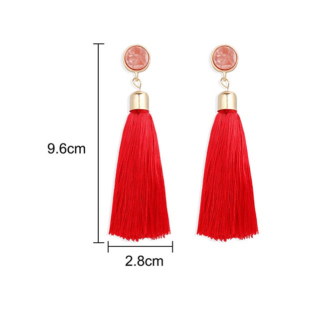 LRC Anting Tusuk Fashion Fringed Inlaid Acrylic Earrings D31671