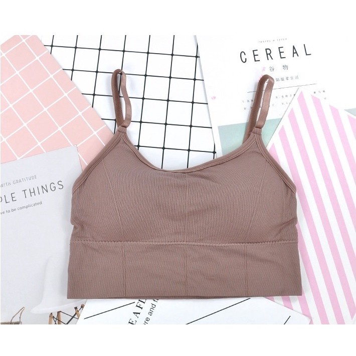 DODORY BRA503 Pakaian Dalam Wanita Bra Tanpa Kawat Sport Bra Gym Push Up Bra Wanita BH Olahraga-Red Bean