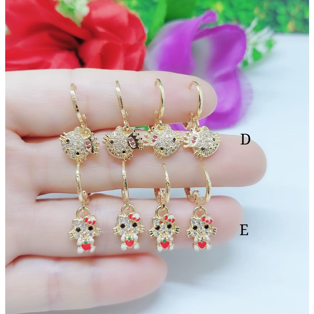 Anting-anting anak permata lapis emas perhiasan fashion d-h