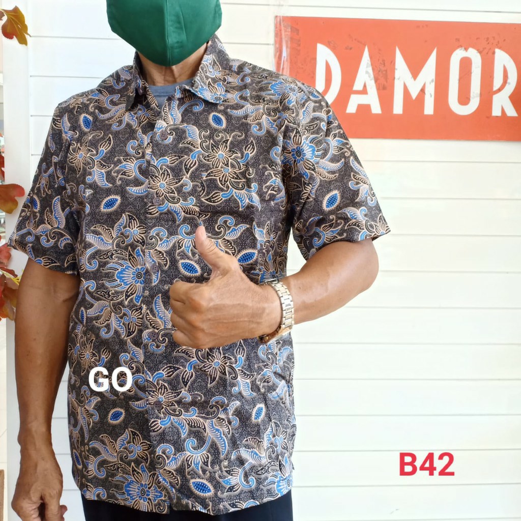 gos  BRSA DAMOR (CRESSIDA) KEMEJA BATIK Cowok Pakaian Pria Batik Lengan Pendek