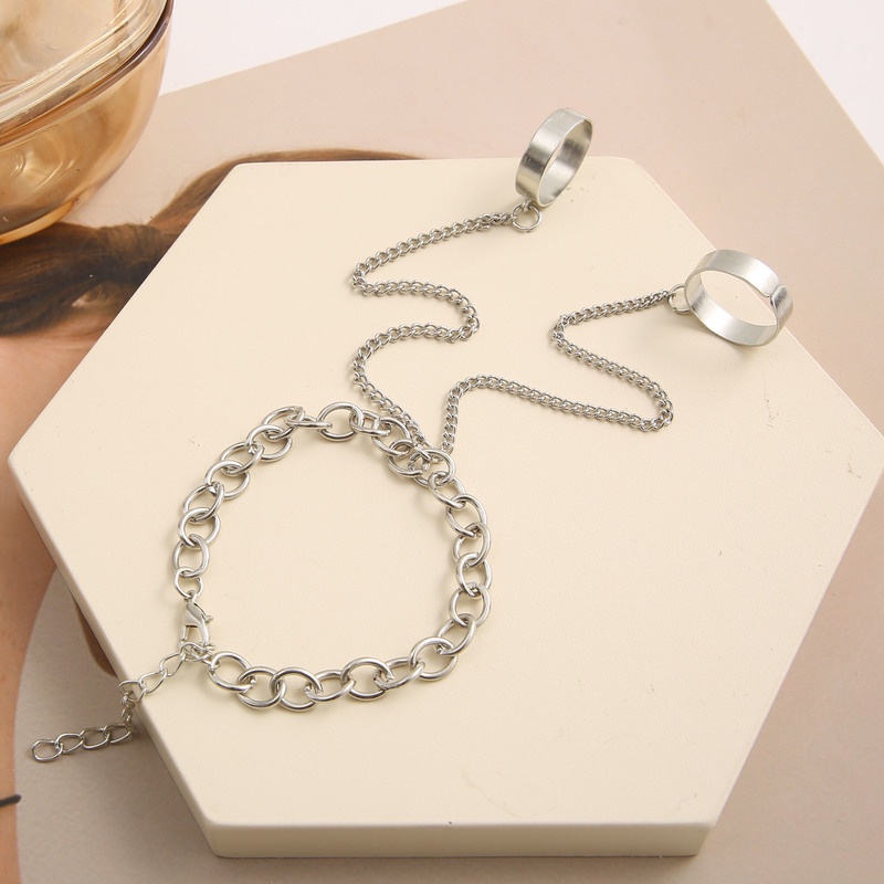 Gelang Tangan Rantai Adjustable Bahan Metal Warna Silver Untuk Wanita