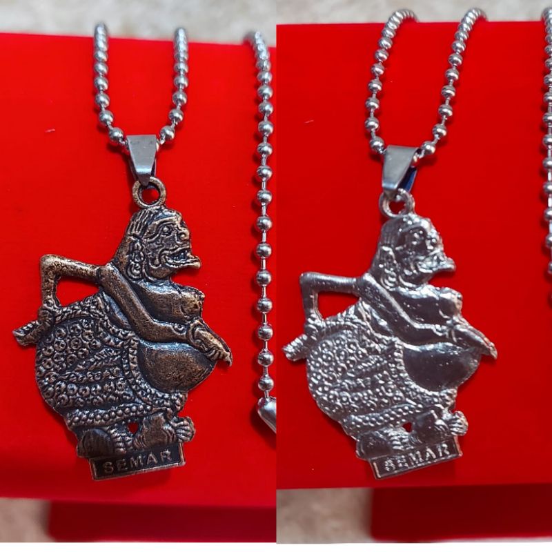 4s Grosir Solo || Kalung MCI Silver pria &amp; Wanita Dengan Liontin Semar || Kalung Silver motif Biji Lada Dengan Liontin Semar