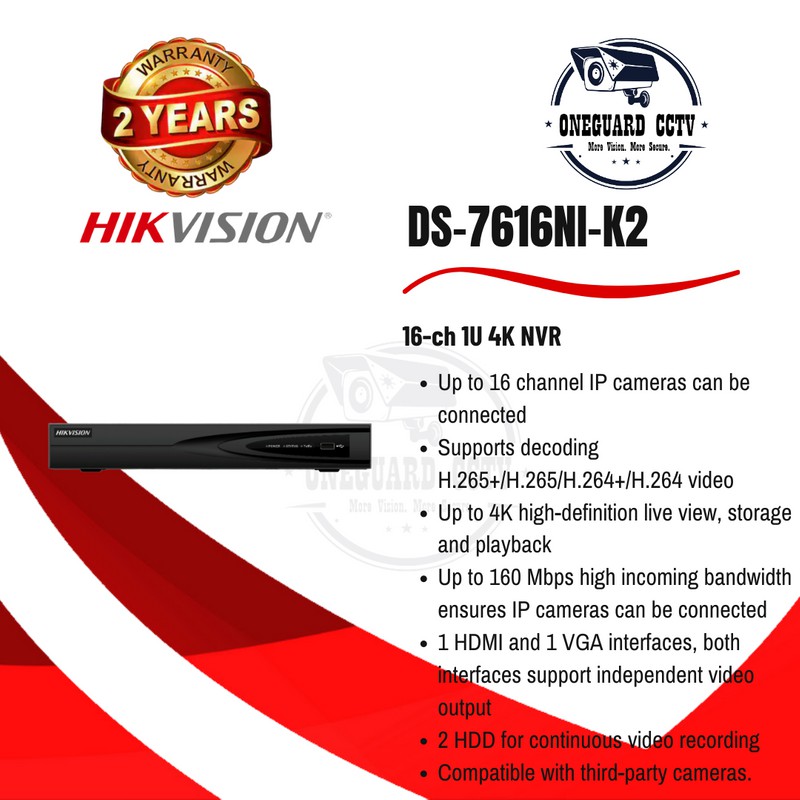 DS-7616NI-K2 HIKVISION NVR 16 CH
