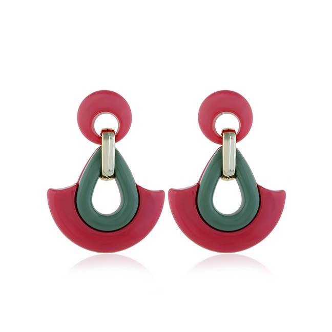 LRC Anting Tusuk Fashion Green Water Drop Resin Earrings F5265X