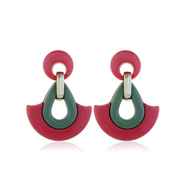 LRC Anting Tusuk Fashion Green Water Drop Resin Earrings F5265X