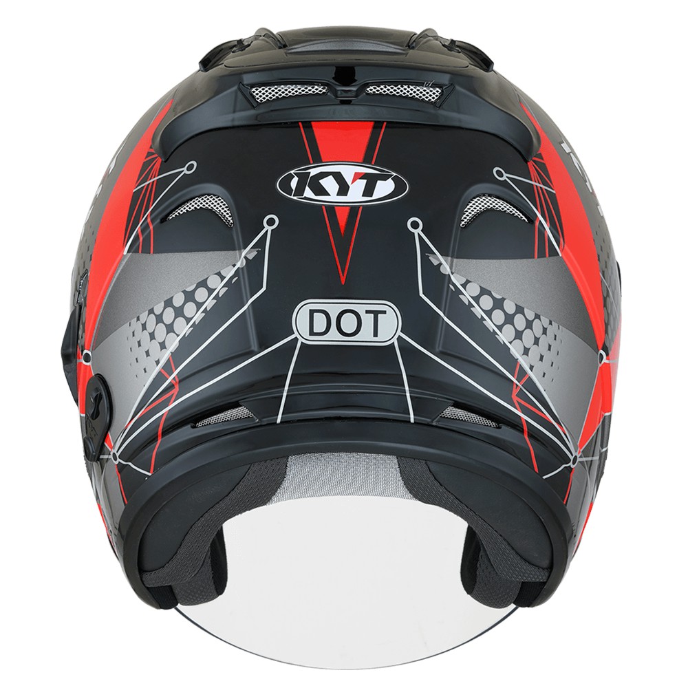 KYT Galaxy Slide Matrix - Black Matt/Red Fluo-2