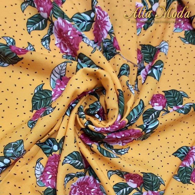 

Alta Moda Viscose Rayon Motif Floral Pink Dot Petals - Kuning (1M)