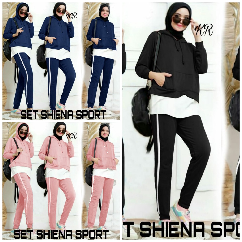 SET SHIENA FASHION PAKAIAN WANITA SETELAN SPORT HOODIE BABYTERRY KR ADA VIDEO PRODUK ASLI