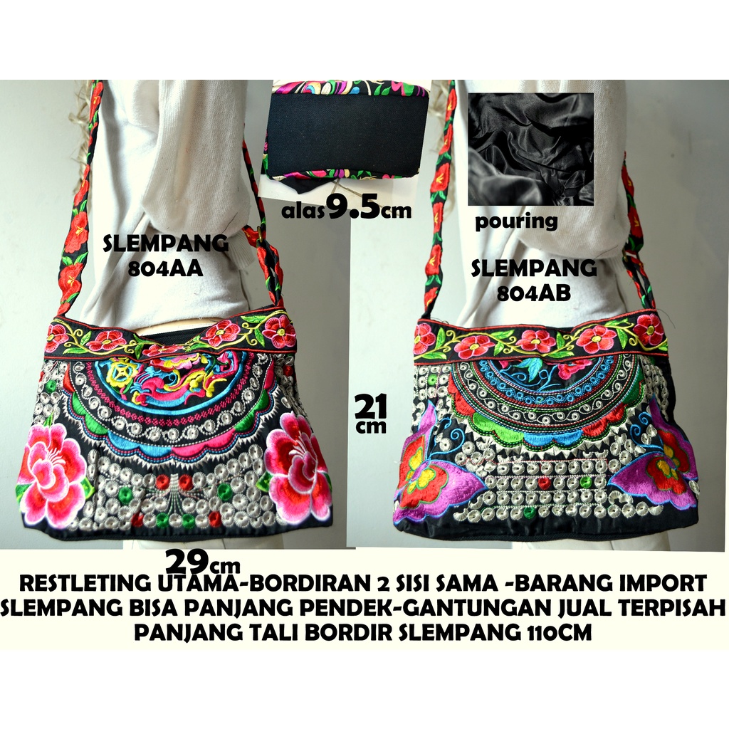 tas bordiran import/tas thailand/tas slempang/tas etnik/clutch/tas pingang/dompet/tote bag/top handl