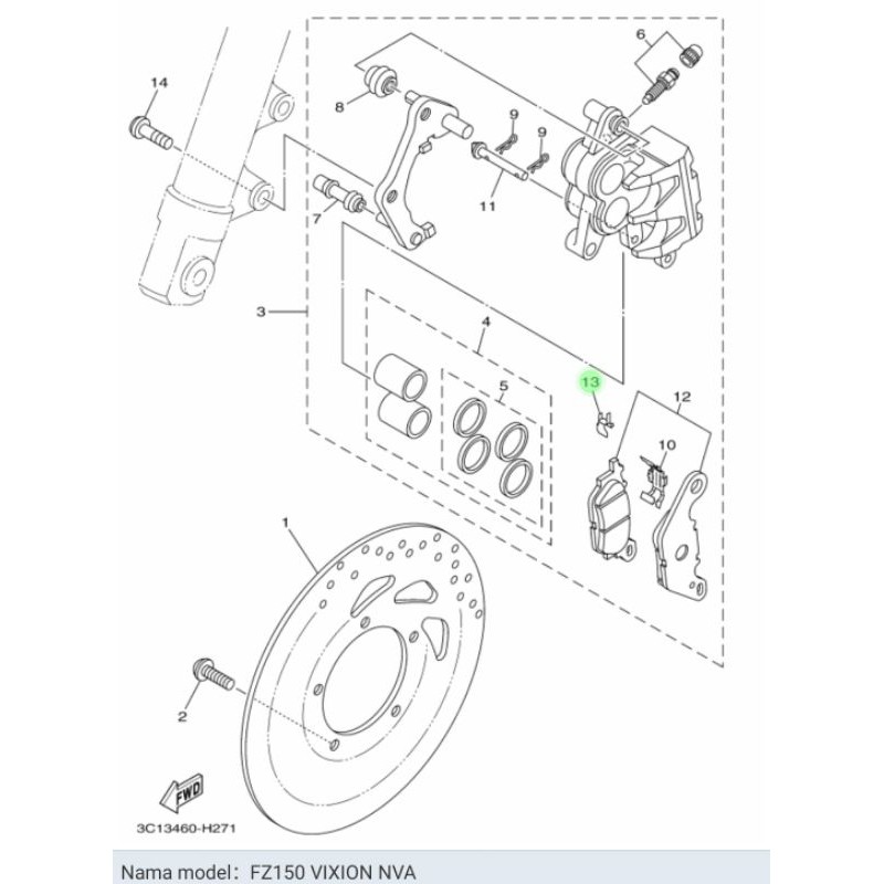 CLIP PAD PLAT KAMPAS REM DEPAN VIXION MIO SOUL GT XEON VEGA ZR JUPITER Z1 MX ASLI YGP 5YP F5939 00