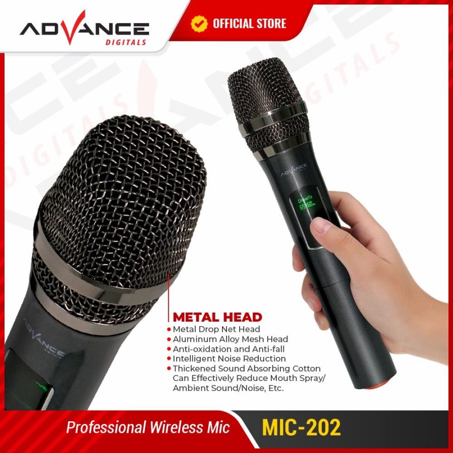 Mic Advance 202 Profesional 2 Mic Wireless Microphone Karoke Mic Duet Original