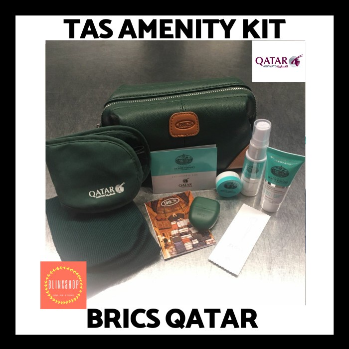 ༺ COD AKTIF ༻ TAS BRICS MILANO GREEN AMENITY FROM QATAR AIRWAYS