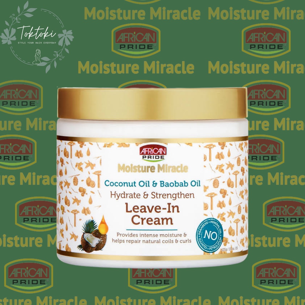 AFRICAN PRIDE Moisture Miracle Coconut Oil & Baobab Oil Leave-In Cream - 425gr