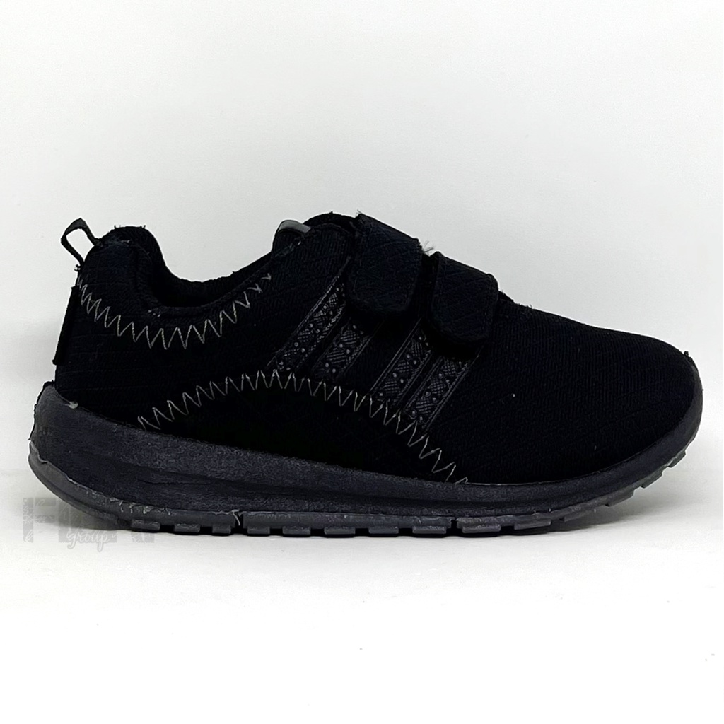 FIURI - ANDO ORIGINAL -  PLANO PEREKAT 29-32 FULL HITAM - SEPATU SNEAKERS KANVAS SOL KARET ANAK KECIL PEREMPUAN LAKI-LAKI - SEPATU KETS LUCU FASHION TRENDY - SEPATU SEKOLAH PAUD TK SD KRETEKAN PEREKAT CEWEK COWOK MURAH PROMO DISKON BONUS KAOS KAKI