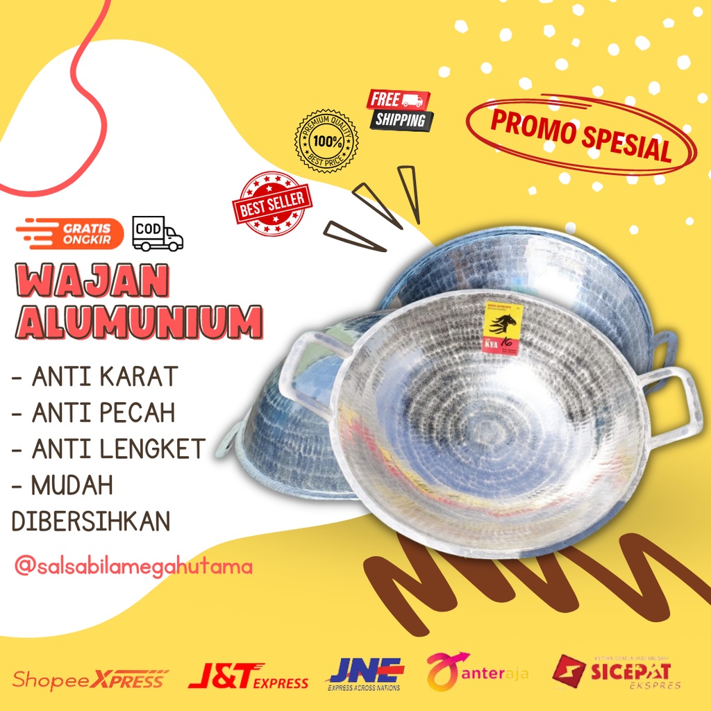 WJNALU99 - Penggorengan wajan katel kuali kenceng almunium alumunium jawa tebal anti lengket / katel