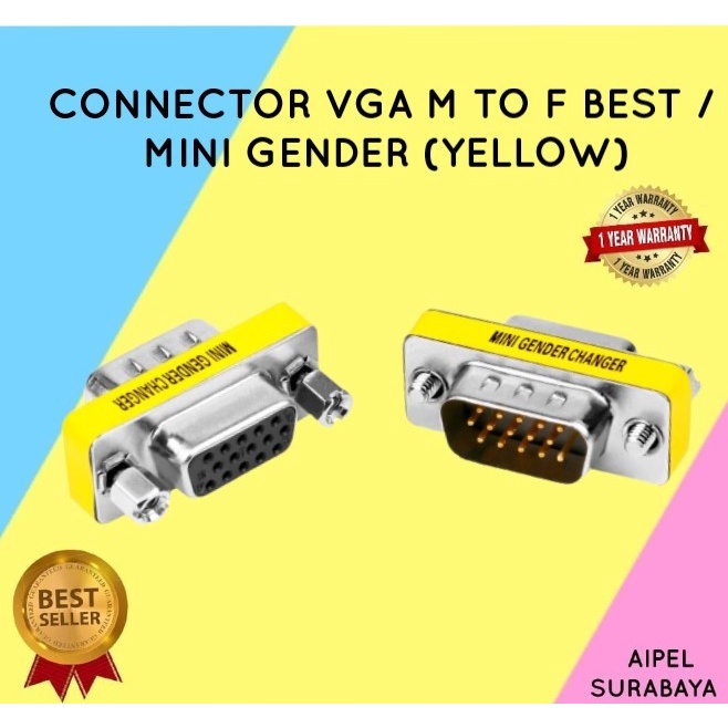 VMF | CONNECTOR VGA MALE TO FEMALE BEST / MINI GENDER (YELLOW)