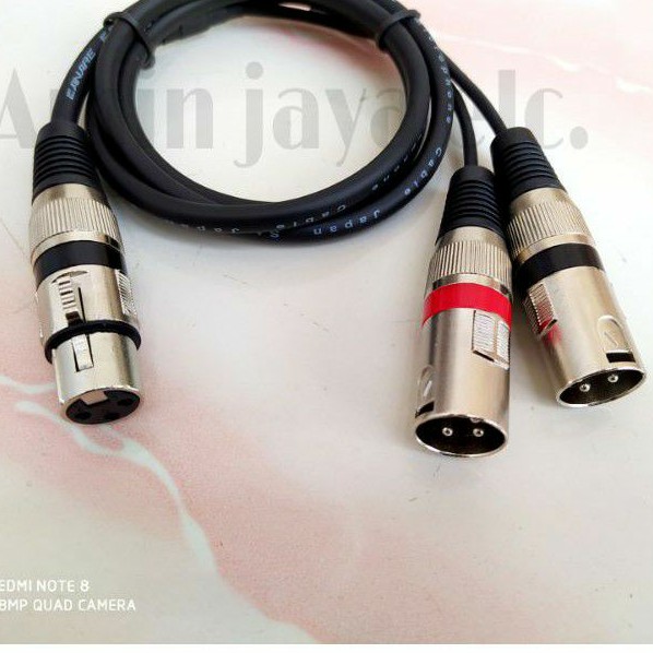 Jack xlr female to dual xlr male kabel canare 2 meter