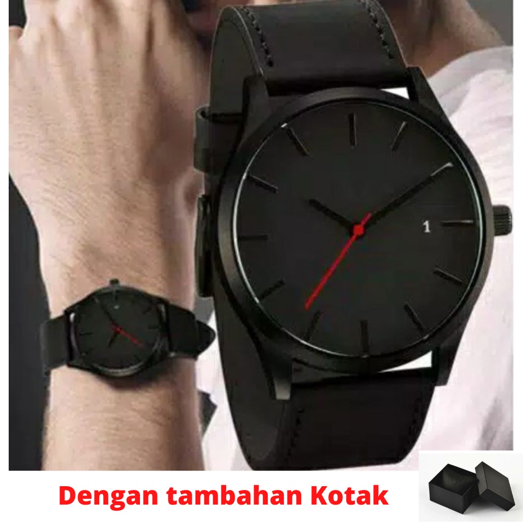 Jam Tangan Kulit MILENIAL Tanggal kalender Casual Korea Fashion Watch Arloji Pria JT18B