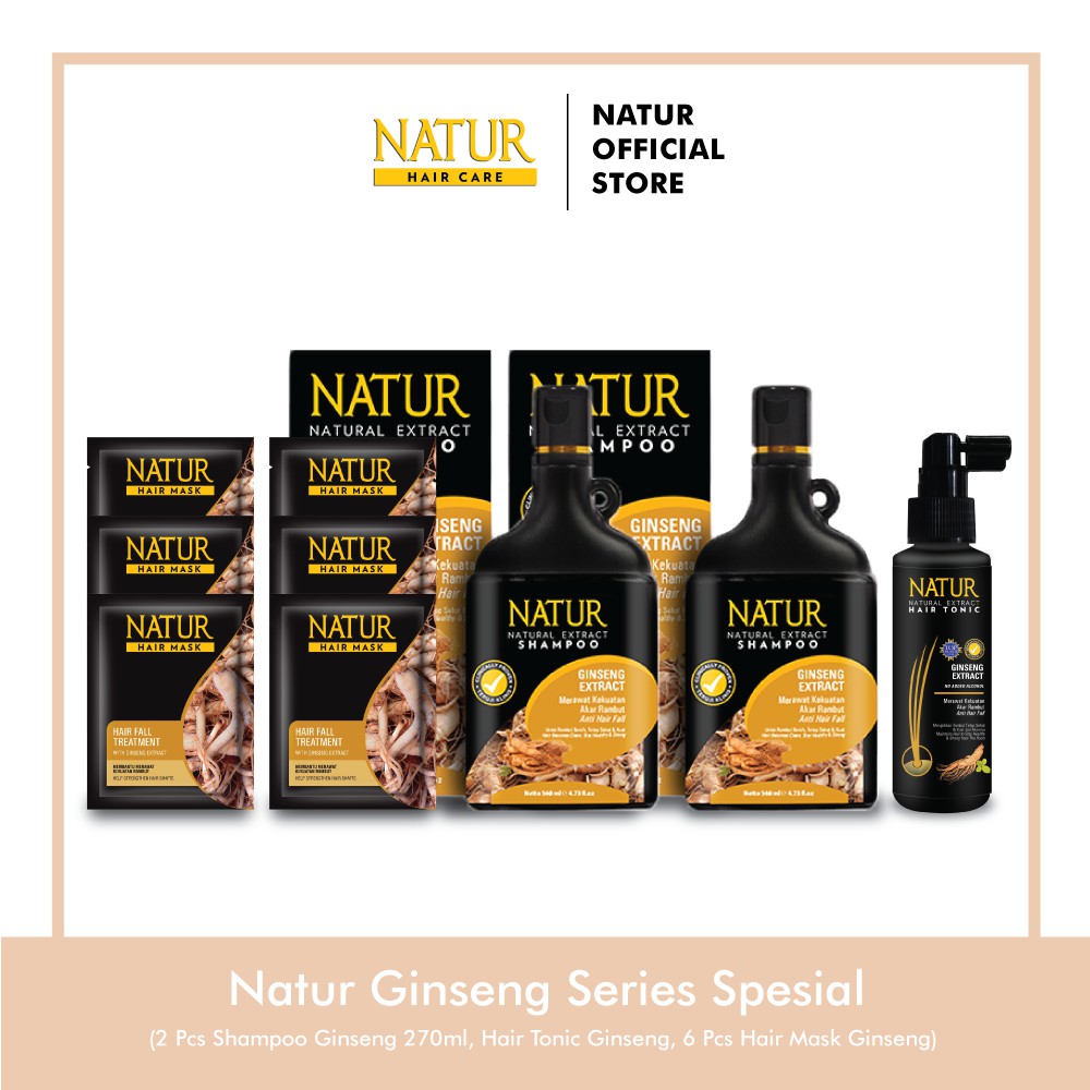 Natur Ginseng Series Spesial (270 ml 2 Pcs, Tonik Ginseng 1 Pcs, H. Mask Ginseng 6 Pcs)