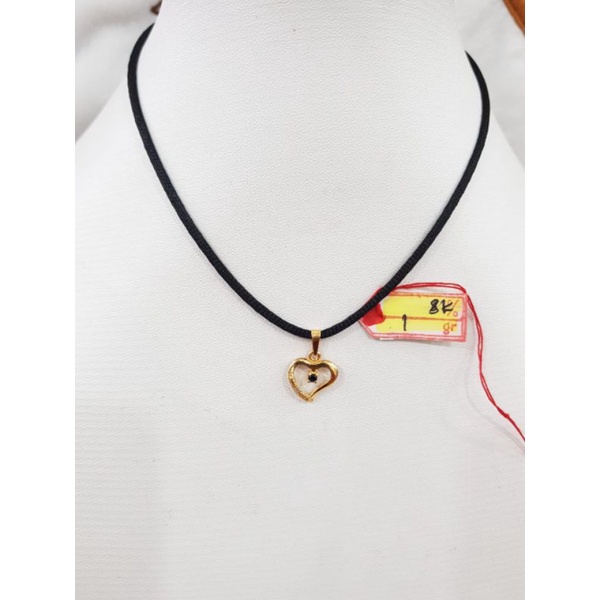 LT1096DLM liontin model love permata hitam emas kuning asli berat 1 kadar 375% 8k