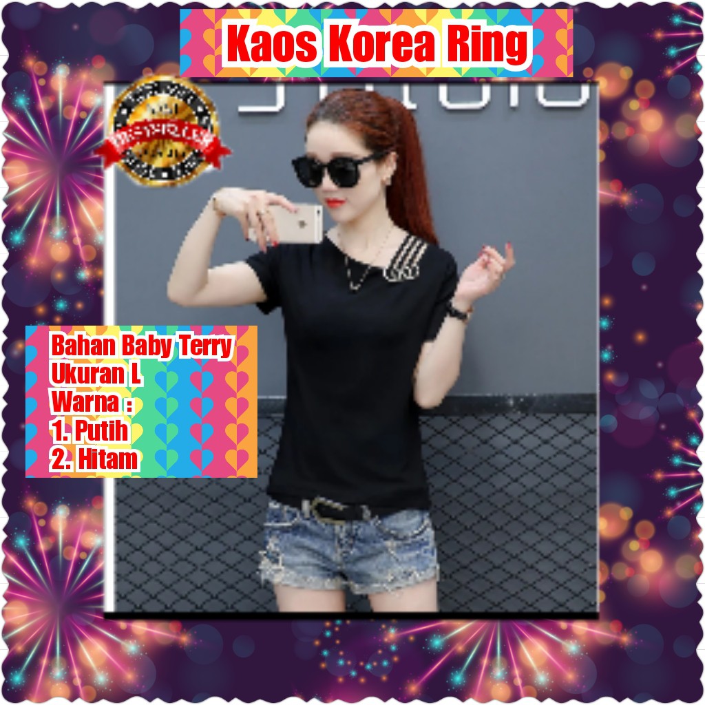 QFS KAOS KOREA RING LENGAN PENDEK / HITAM / PUTIH